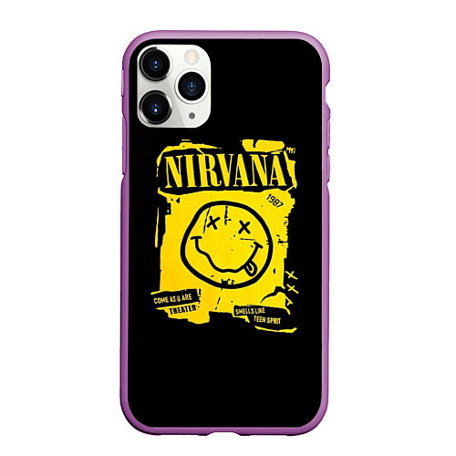 Чехол iPhone 11 Pro матовый Nirvana принт / 3D-Фиолетовый – фото 1