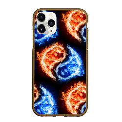 Чехол iPhone 11 Pro матовый Инь - янь, огонь - вода, паттерн