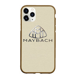 Чехол iPhone 11 Pro матовый Maybach логотип на бежевой коже