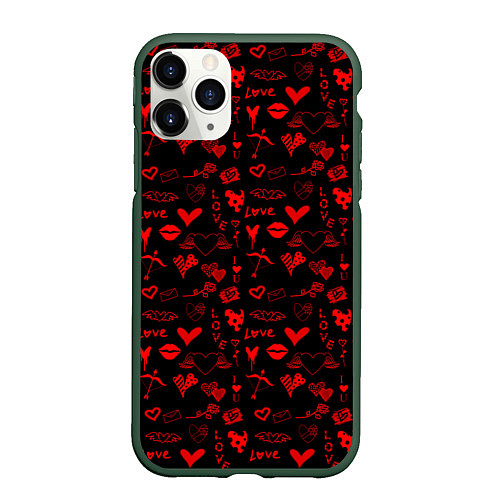 Чехол iPhone 11 Pro матовый Знаки нашей любви / 3D-Темно-зеленый – фото 1