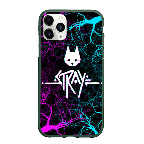 Чехол iPhone 11 Pro матовый Stray - neon / 3D-Темно-зеленый – фото 1