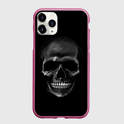 Чехол iPhone 11 Pro матовый Карбоновый череп, цвет: 3D-малиновый