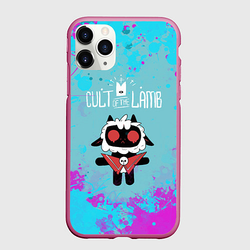 Чехол iPhone 11 Pro матовый Овечка арт - Cult of the lamb / 3D-Малиновый – фото 1