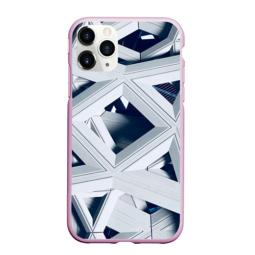 Чехол iPhone 11 Pro матовый Абстрактное множество металлический пластин / 3D-Розовый – фото 1