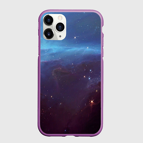 Чехол iPhone 11 Pro матовый Космический дым / 3D-Фиолетовый – фото 1