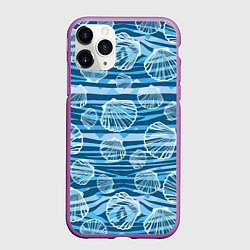 Чехол iPhone 11 Pro матовый Паттерн из створок ракушки - океан, цвет: 3D-фиолетовый