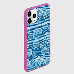 Чехол iPhone 11 Pro матовый Паттерн из створок ракушки - океан, цвет: 3D-фиолетовый — фото 2
