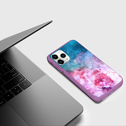 Чехол iPhone 11 Pro матовый Вспыхнувший космос, цвет: 3D-фиолетовый — фото 2