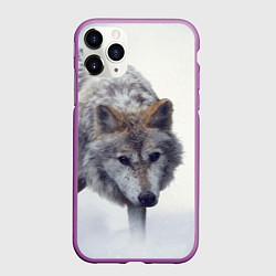 Чехол iPhone 11 Pro матовый Волк зимой, цвет: 3D-фиолетовый