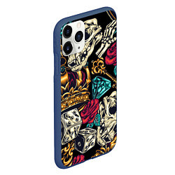 Чехол iPhone 11 Pro матовый Тату алмаза и черепа, цвет: 3D-тёмно-синий — фото 2