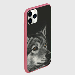 Чехол iPhone 11 Pro матовый Спокойный серый волк, цвет: 3D-малиновый — фото 2