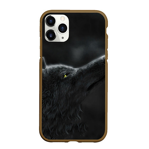 Чехол iPhone 11 Pro матовый Черная волчица / 3D-Коричневый – фото 1