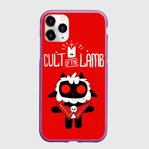 Чехол iPhone 11 Pro матовый Cult of the Lamb ягненок / 3D-Фиолетовый – фото 1