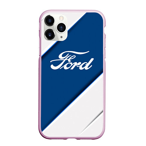 Чехол iPhone 11 Pro матовый Ford - СИНЯЯ ПОЛОСА / 3D-Розовый – фото 1