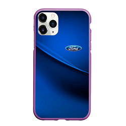 Чехол iPhone 11 Pro матовый Ford - синяя абстракция, цвет: 3D-фиолетовый