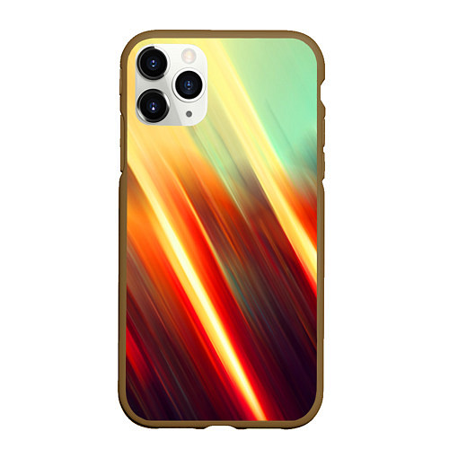 Чехол iPhone 11 Pro матовый Яркие размытые полосы / 3D-Коричневый – фото 1