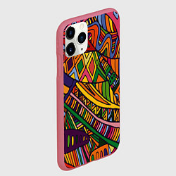 Чехол iPhone 11 Pro матовый Психоделический узор, цвет: 3D-малиновый — фото 2