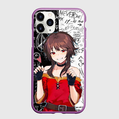 Чехол iPhone 11 Pro матовый Мегумин - Коносуба / 3D-Фиолетовый – фото 1