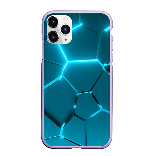 Чехол iPhone 11 Pro матовый Ледяные неоновые геометрические плиты / 3D-Светло-сиреневый – фото 1