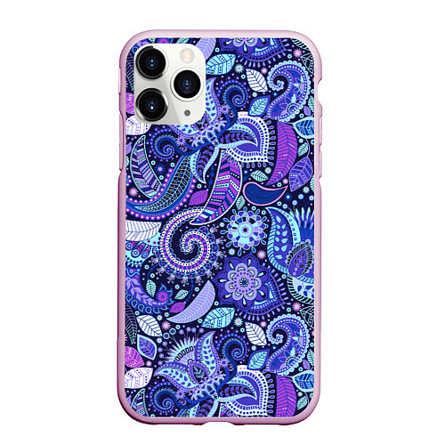 Чехол iPhone 11 Pro матовый Color patterns of flowers / 3D-Розовый – фото 1