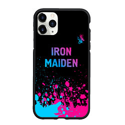 Чехол iPhone 11 Pro матовый Iron Maiden - neon gradient: символ сверху