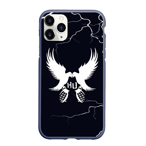 Чехол iPhone 11 Pro матовый Hollywood Undead - молнии / 3D-Серый – фото 1