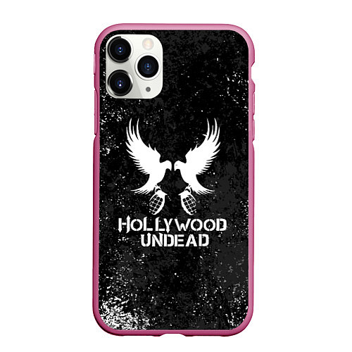 Чехол iPhone 11 Pro матовый Hollywood Undead - Hu / 3D-Малиновый – фото 1