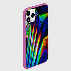 Чехол iPhone 11 Pro матовый Волнообразные абстрактные линии, цвет: 3D-фиолетовый — фото 2