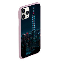 Чехол iPhone 11 Pro матовый Ночной неоновый город, цвет: 3D-розовый — фото 2