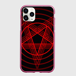 Чехол iPhone 11 Pro матовый Красная пентаграмма, цвет: 3D-малиновый