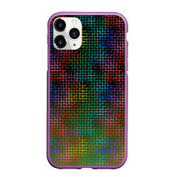 Чехол iPhone 11 Pro матовый Неоновый сетчатый узор, цвет: 3D-фиолетовый