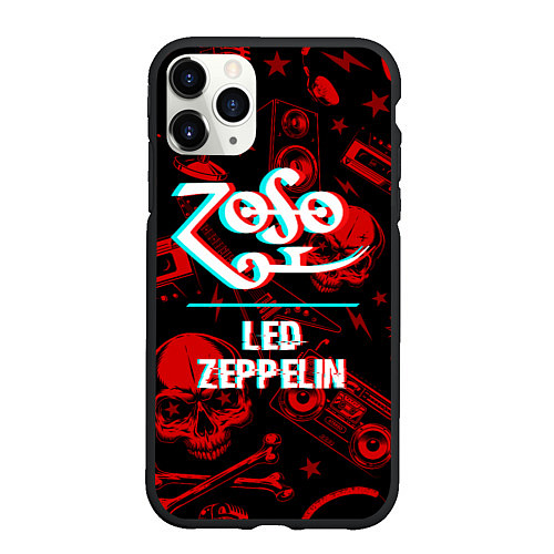 Чехол iPhone 11 Pro матовый Led Zeppelin rock glitch / 3D-Черный – фото 1
