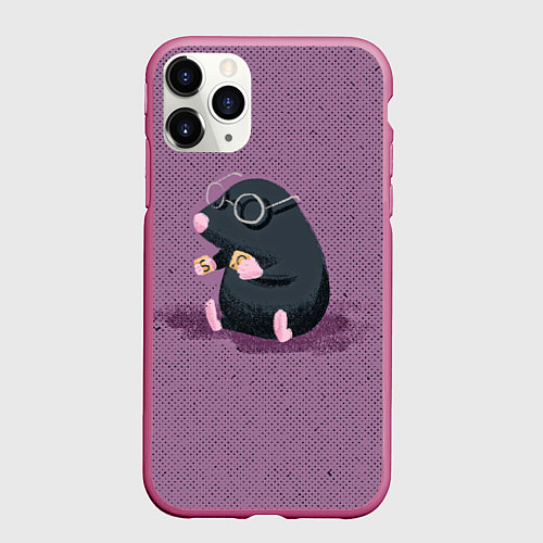 Чехол iPhone 11 Pro матовый Маленький крот / 3D-Малиновый – фото 1