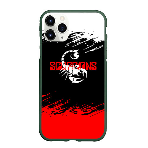 Чехол iPhone 11 Pro матовый Scorpions - краска / 3D-Темно-зеленый – фото 1