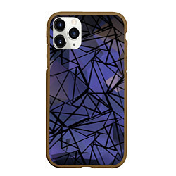 Чехол iPhone 11 Pro матовый Blue with black stripes pattern, цвет: 3D-коричневый