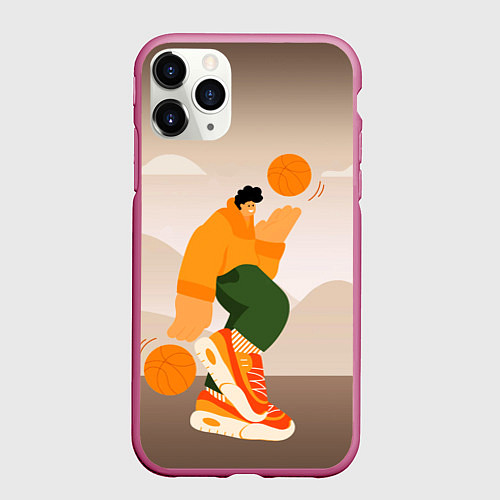 Чехол iPhone 11 Pro матовый Векторная иллюстрация Стритбол / 3D-Малиновый – фото 1