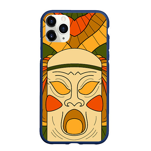 Чехол iPhone 11 Pro матовый Polynesian tiki SCREAMY / 3D-Тёмно-синий – фото 1