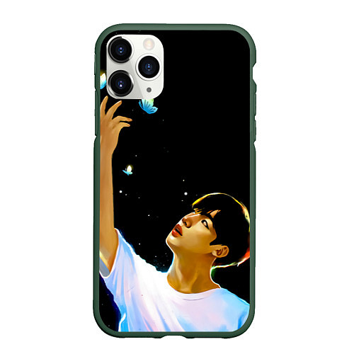 Чехол iPhone 11 Pro матовый BTS Kim Yohan Butterfly / 3D-Темно-зеленый – фото 1