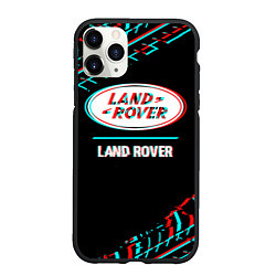 Чехол iPhone 11 Pro матовый Значок Land Rover в стиле glitch на темном фоне