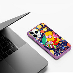 Чехол iPhone 11 Pro матовый Bart Simpson пьёт лимонад, цвет: 3D-фиолетовый — фото 2