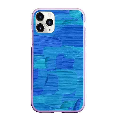 Чехол iPhone 11 Pro матовый Синие мазки краски / 3D-Сиреневый – фото 1
