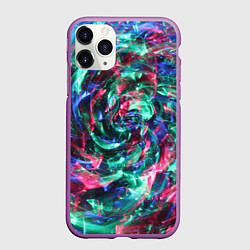 Чехол iPhone 11 Pro матовый Цветной круговорот, цвет: 3D-фиолетовый