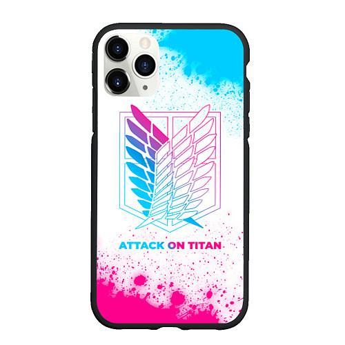 Чехол iPhone 11 Pro матовый Attack on Titan neon gradient style / 3D-Черный – фото 1