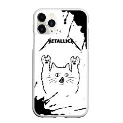 Чехол iPhone 11 Pro матовый Metallica рок кот на светлом фоне, цвет: 3D-белый