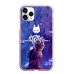 Чехол iPhone 11 Pro матовый Stray - kot - neon, цвет: 3D-розовый