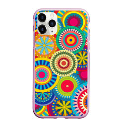 Чехол iPhone 11 Pro матовый Мандала-Цветы, цвет: 3D-розовый