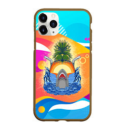 Чехол iPhone 11 Pro матовый Акула и ананас