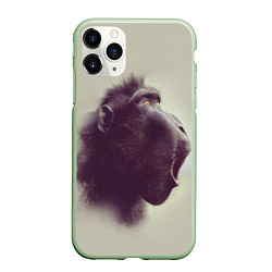 Чехол iPhone 11 Pro матовый Удивленная обезьяна, цвет: 3D-салатовый