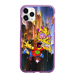 Чехол iPhone 11 Pro матовый Барт Симпсон, свободное падение - стилизация, цвет: 3D-фиолетовый