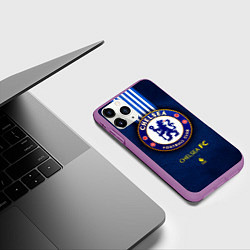Чехол iPhone 11 Pro матовый ФК Челси Клуб, цвет: 3D-фиолетовый — фото 2